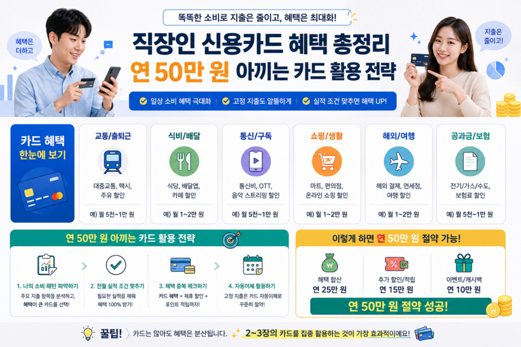 직장인 신용카드 혜택 총정리 – 30대가 직접 쓰고 연 50만 원 아낀 방법