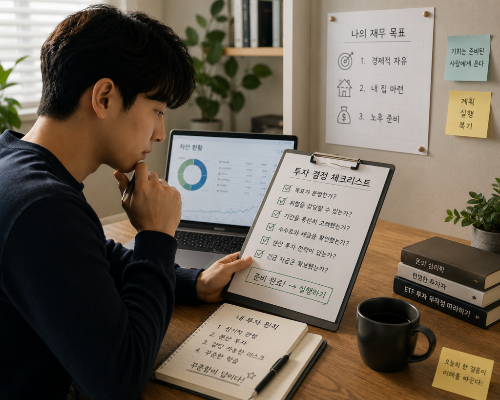 가입 전 체크리스트를 확인하는 모습