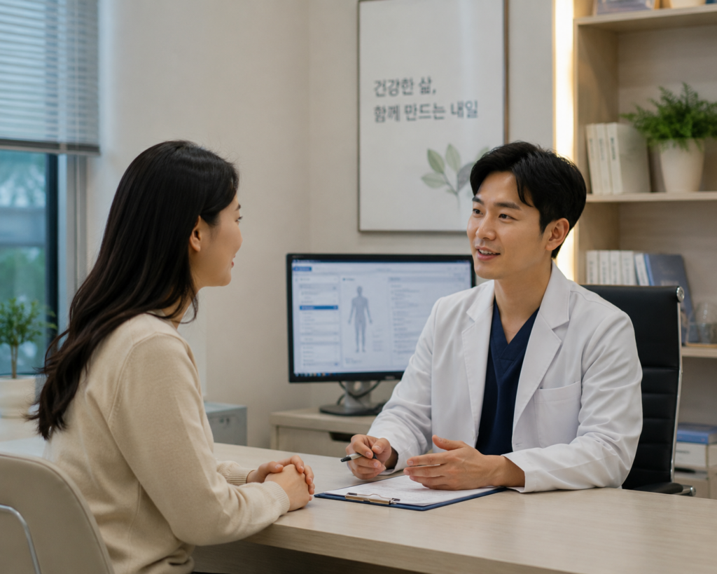 의료진과 상담하는 모습