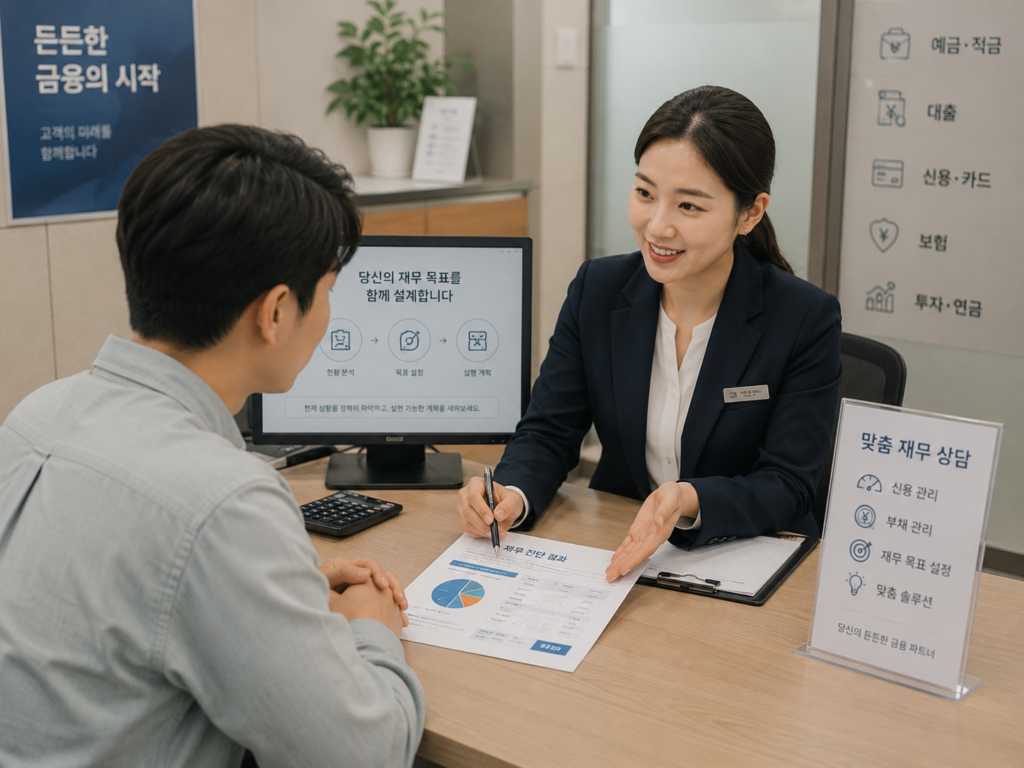 상담센터에서 재무 상담을 받는 모습