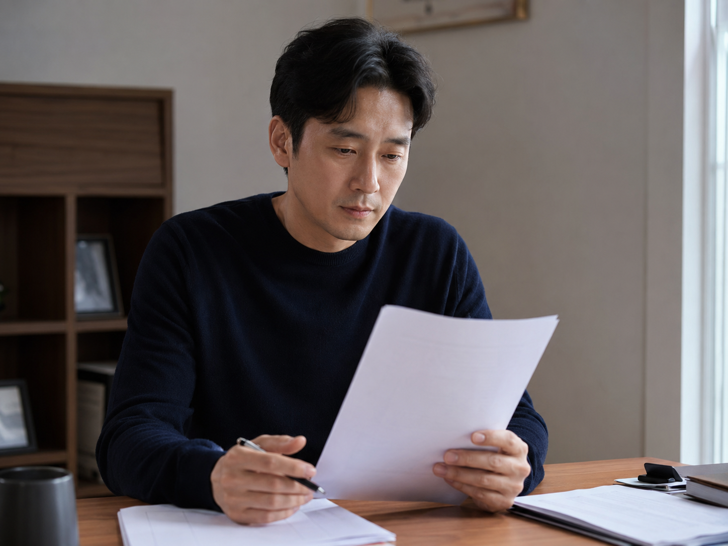 재산과 채무를 정리하는 모습