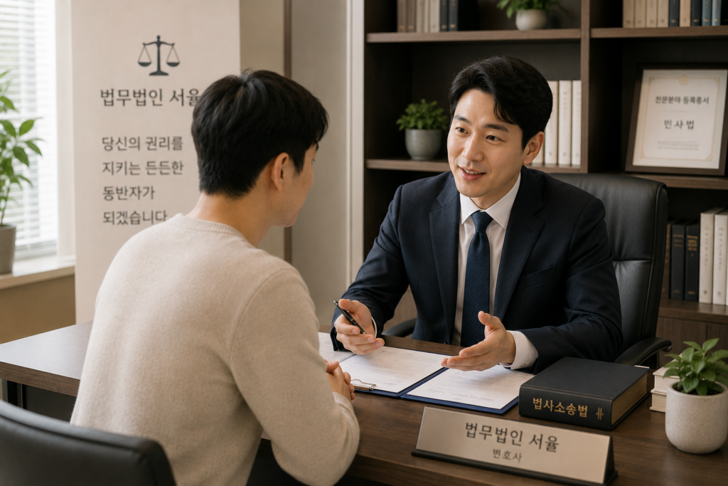 법률 전문가와 상담하는 모습