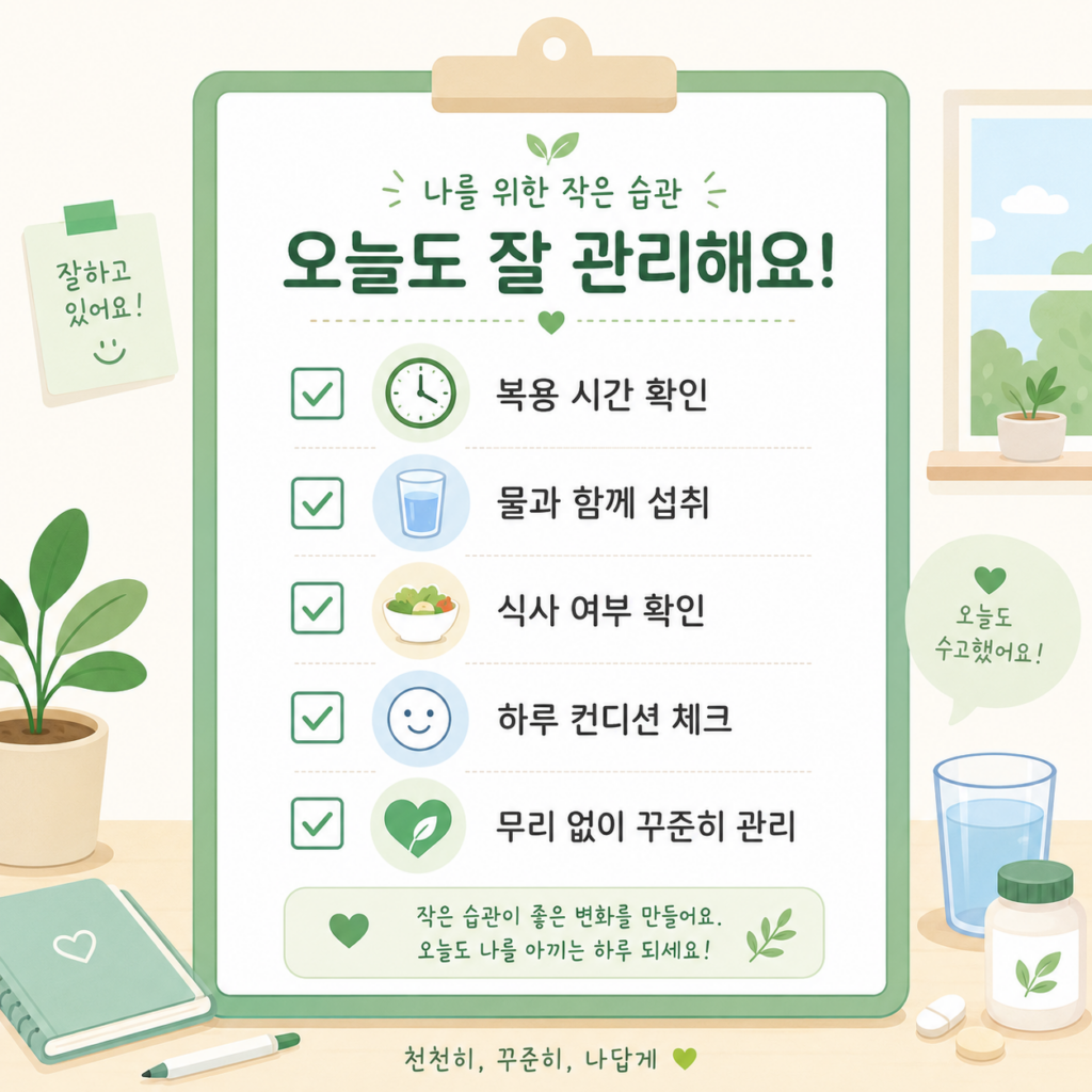 자가 체크 항목을 나타낸 체크리스트 도식